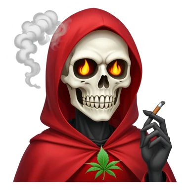grim reaper face with red cape smoking weed with loads of smoke in the air sticker