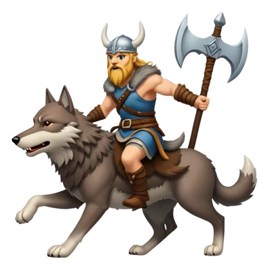 Viking Warrior Riding A Wolf  sticker