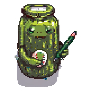 a pickle taking notes sticker