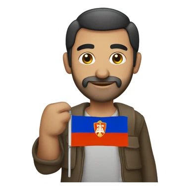 Armenian man holding the Armenian flag sticker
