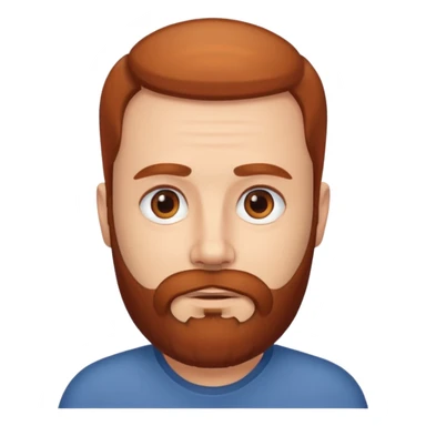 semi balding man with beard. brown eyes and brown/red beard sticker