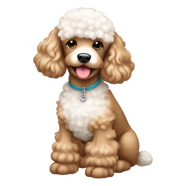 Tan and white poodle  sticker