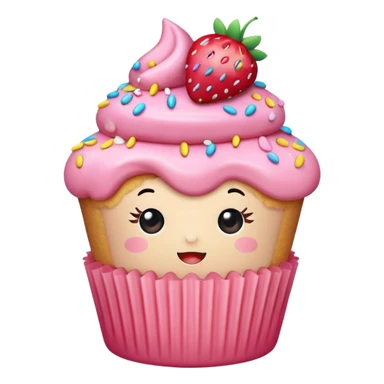 kawaii strawberry cupcake sticker