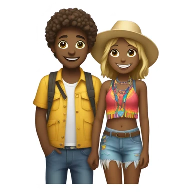 smiling girl and boy outdoors at a music festival sticker