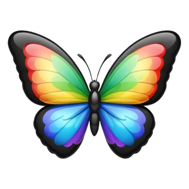 glossy black heart with a rainbow bow in a butterfly style sticker