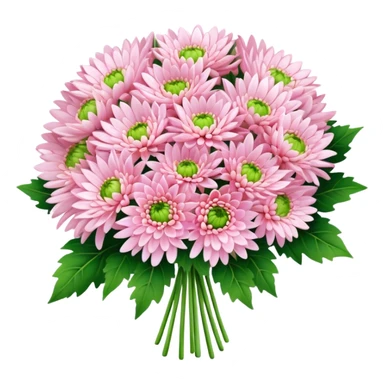 big bouquet Soft Pink Chrysanthemum, luxuriant, leaf, bud sticker