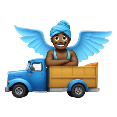 Genie in a truck with wing sticker