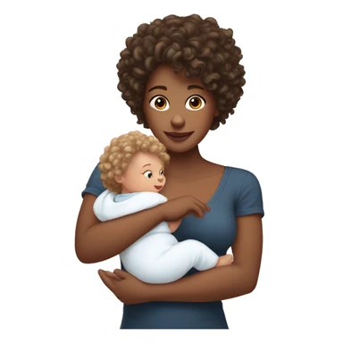 curly-haired white girl with a 5 month old baby in her arms sticker