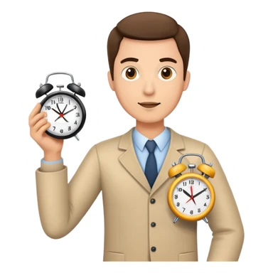 A man holding an alarm clock  sticker