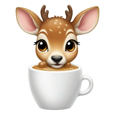 Baby deer drinking iced latte  sticker