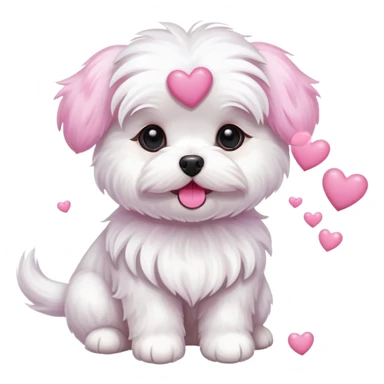 Dog maltese with pink hearts sticker
