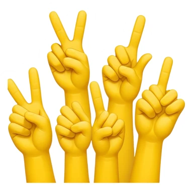 Multiple yellow cartoon hands showing different gestures like thumbs up, peace sign, pointing left — all in same style” sticker
