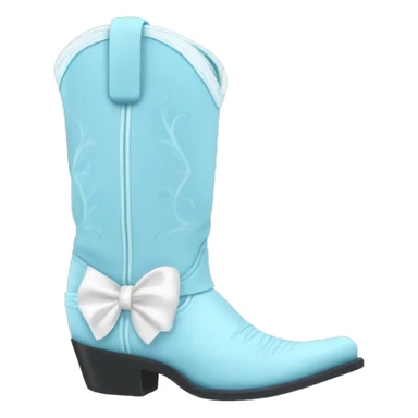 Pale Light blue cowboy boots with white bow sticker