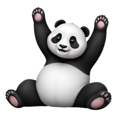 silly panda rolling on its back laughing with paws in the air sticker