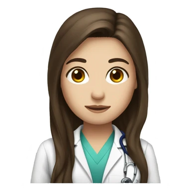 Brunette long hair, doctor, fair skin, black eye color sticker