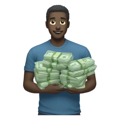 A blue skin colour anime man with money  sticker