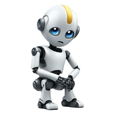 cute robot in the pose of a thinker sticker