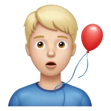 person inflating a balloon with their breath sticker