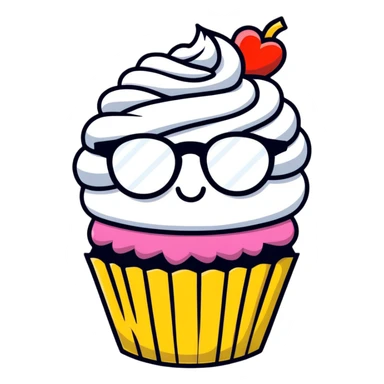 cupcake with glasses sticker