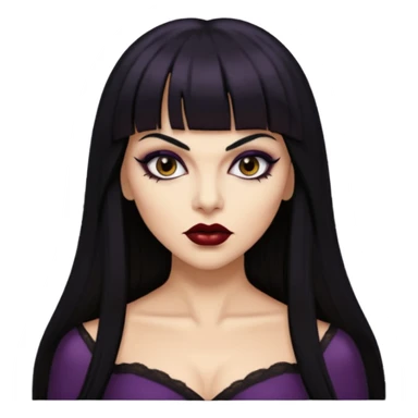 vampira parda sexy com cabelo preto longo e liso e franja sticker