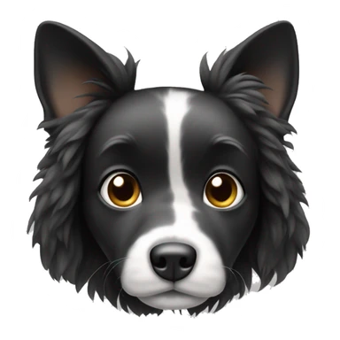 black and white dog with big up ears and long fur sticker