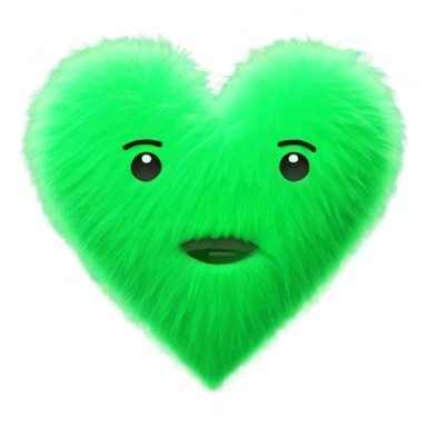 Green fuzzy heart sticker