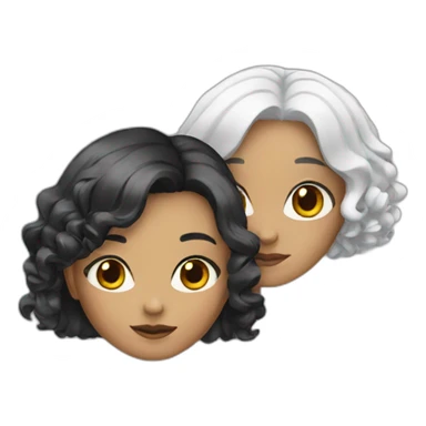 Two girls with black and white hair  sticker