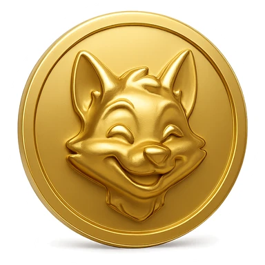 flat gold token with only the mascot's head centered, mascot's head rendered in gold to match the token, simple, no text or extra elements sticker