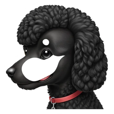 A high-resolution digital illustration of a black poodle in a clean, semi-realistic style. The poodle is shown facing sideways head tilted  sticker