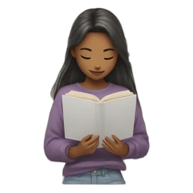 A girl reading a manga sticker