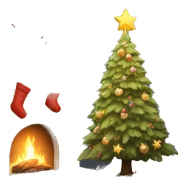 cozy christmas tree with Scandinavian inspired decorations sticker