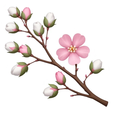 tree branch decorated with flowers and cotton sticker