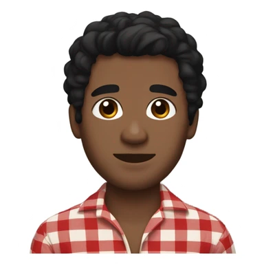  Man with black hair, beige skin and brown eyes wearing red and black buffalo plaid pjs sticker
