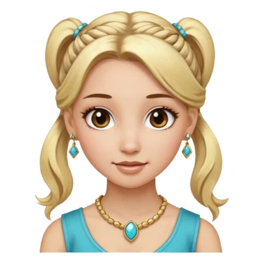 fancy blonde hair girl with ponytails brown makeup and jewellery sticker