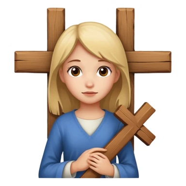 a girl carrying a cross on her back sticker