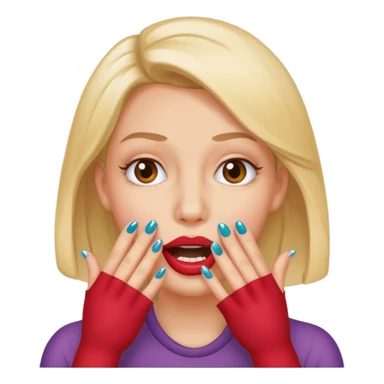 Chuckle with hand over mouth and acrylicd sticker