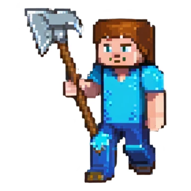 Minecraft character Steve with pickaxe sticker