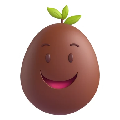 smiling arabica coffee bean, 3D style, proportional dimensions 7x4 cm sticker