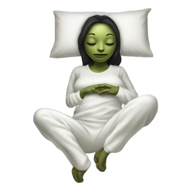 Reptilian alien woman, in white in pajamas, sleeping to bed sticker