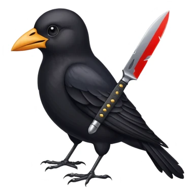 Blackbird holding a knife in its beak  sticker