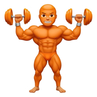 Fruit orange with a face and bodybuilder arms and leg sticker