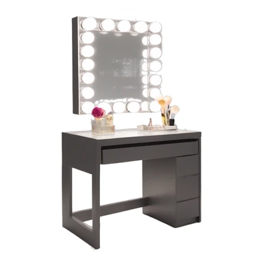 Vanity table with square led light mirror sticker