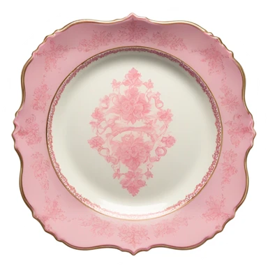 vintage rococo highly detailed pink plate sticker