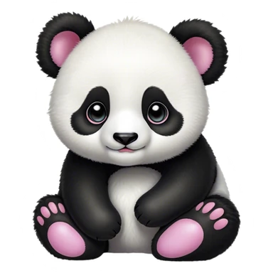 Cinematic Cute Baby Panda Portrait Emoji, Head tilted playfully and inquisitively, featuring an irresistibly fluffy, black and white Fur with an extra dose of cuddliness, round, sparkling eyes filled with boundless curiosity, Simplified yet adorably endearing features, highly detailed, glowing with a warm, friendly glow, high shine, affectionate and playful, stylized with a touch of playful charm, bright and heartwarming, soft glowing outline, capturing the essence of a mischievous yet loving baby panda, so playful it feels like it could tumble out of the screen into your arms! sticker