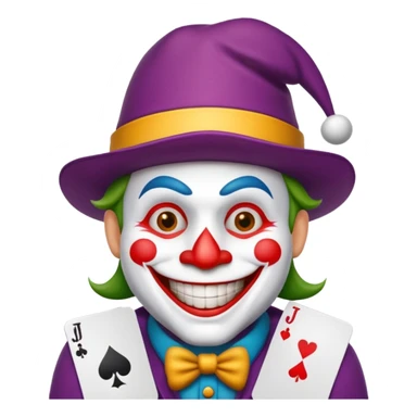 poker card with a funny jolly joker inside the card sticker