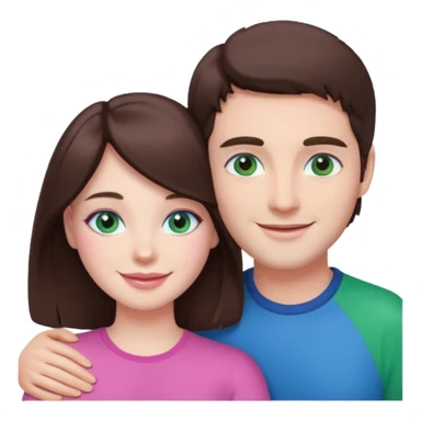 pink polaroid photo of a couple thats white with brunette hair blue and green eyes sticker