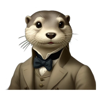 a gentleman otter in a 19th century portrait sticker