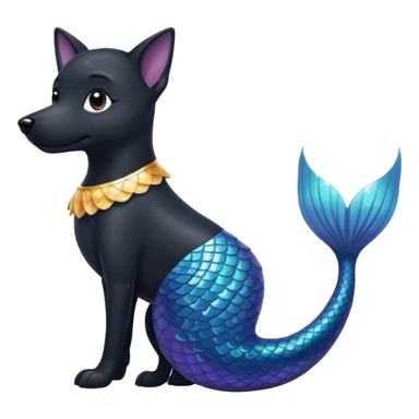 Black dog with mermaid tail sticker