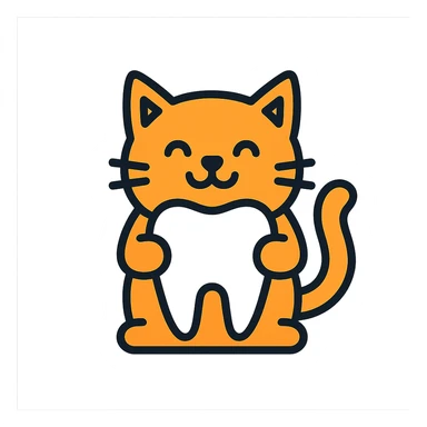 cat with a big tooth sticker