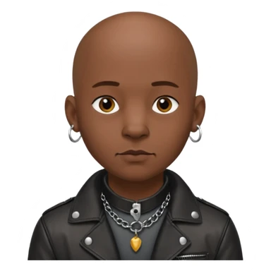Create a dark handsome guy. He is bald and wearing leather. He is wearing a leather dog collar. He has a septum piercing and ear piercings. sticker